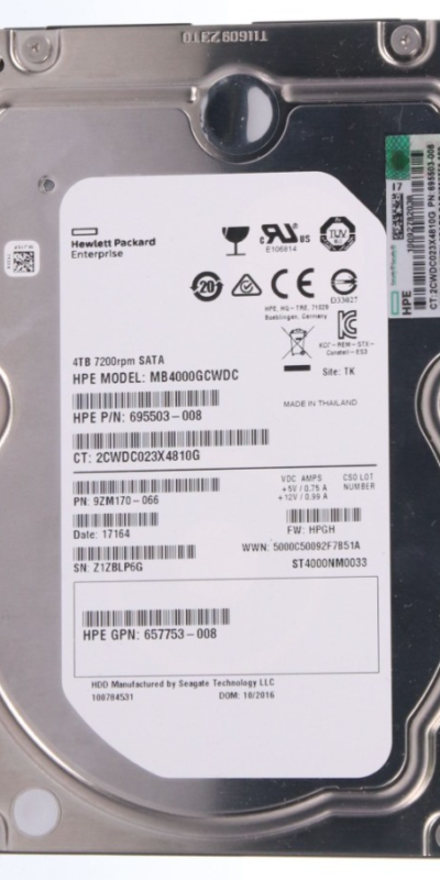 HP 4TB 3.5" SATA 3Gbps 7.2K RPM HDD Hard Drive HP: MB4000GCWDC ST4000NM0033