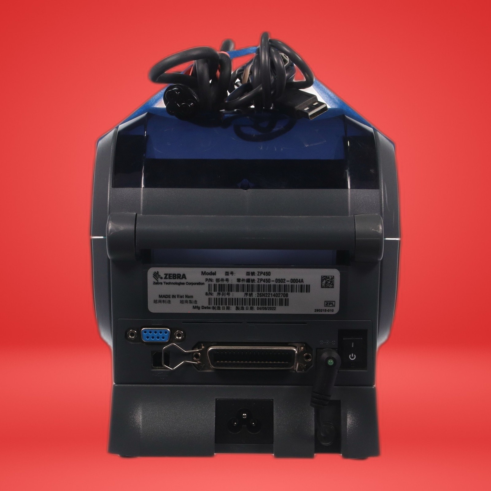 Zebra ZP450 Thermal Barcode Label Printer Serial Parallel W/ Power Cord & USB - Image 8