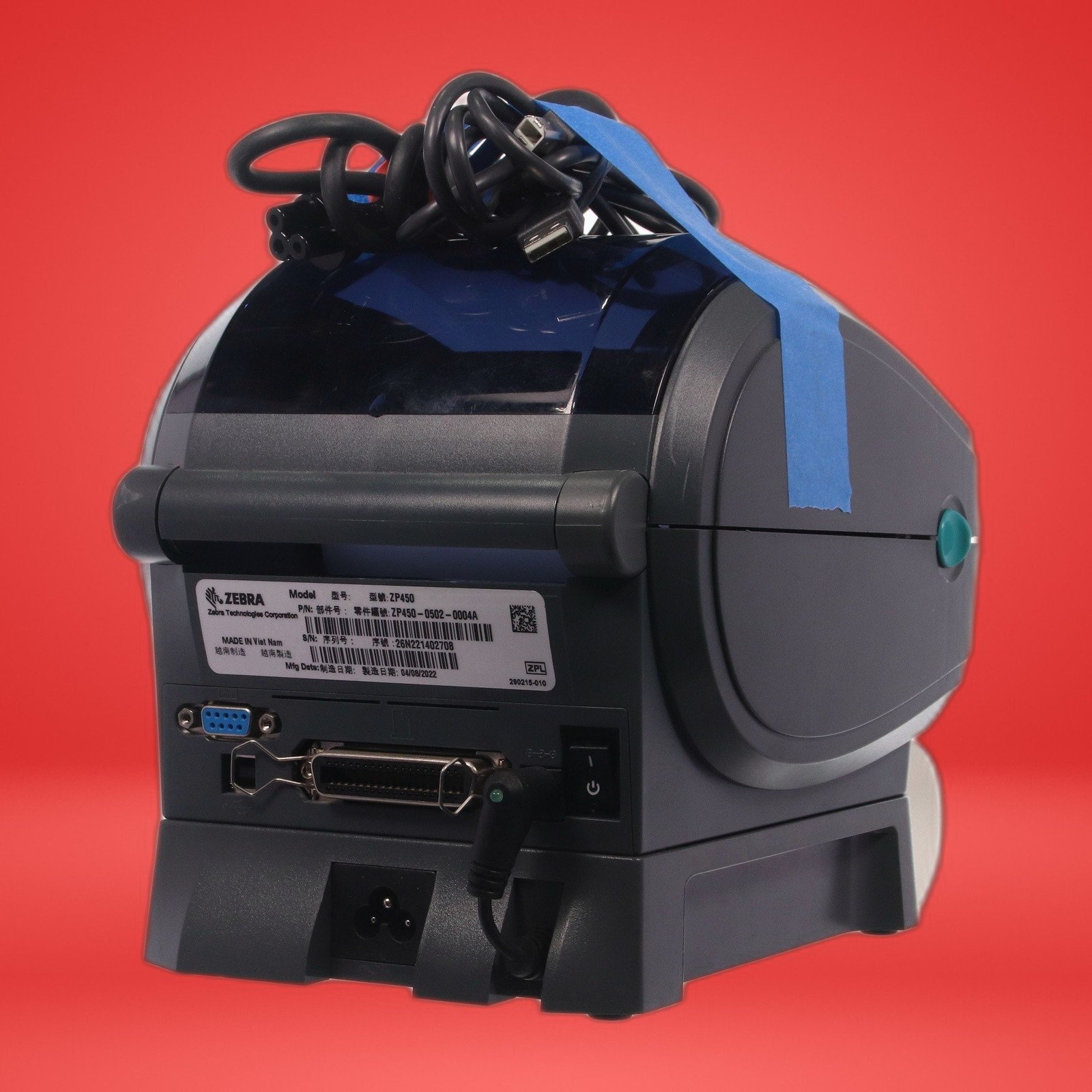 Zebra ZP450 Thermal Barcode Label Printer Serial Parallel W/ Power Cord & USB - Image 9