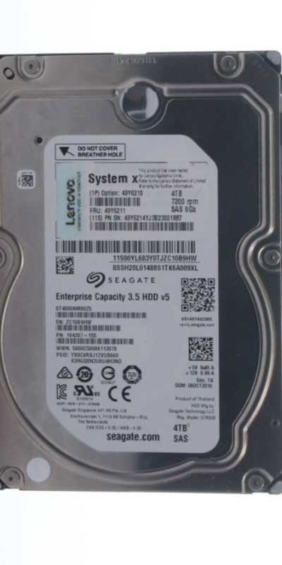 SEAGATE ENTERPRISE ST4000NM0025 4TB CAPACITY 3.5 HDD 7200 RPM SAS 6GB 49Y6211
