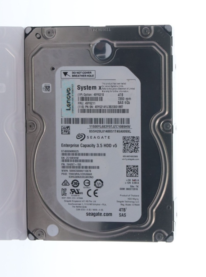 SEAGATE ENTERPRISE ST4000NM0025 4TB CAPACITY 3.5 HDD 7200 RPM SAS 6GB 49Y6211