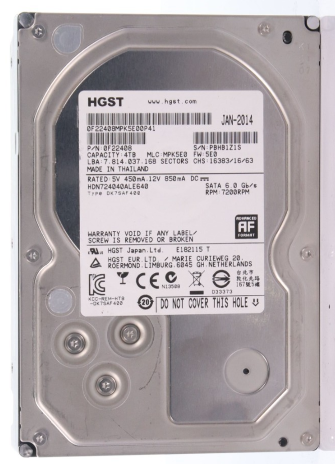 HGST 4TB 7.2K SATA 6Gb/s 3.5" HDD 0F22408 HDN724040ALE640 Hard Drive