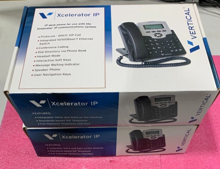 Lot 2 Vertical Xcelerator IP 2007 VoIP 4-Button Phones 7504-00 w/ Adapters