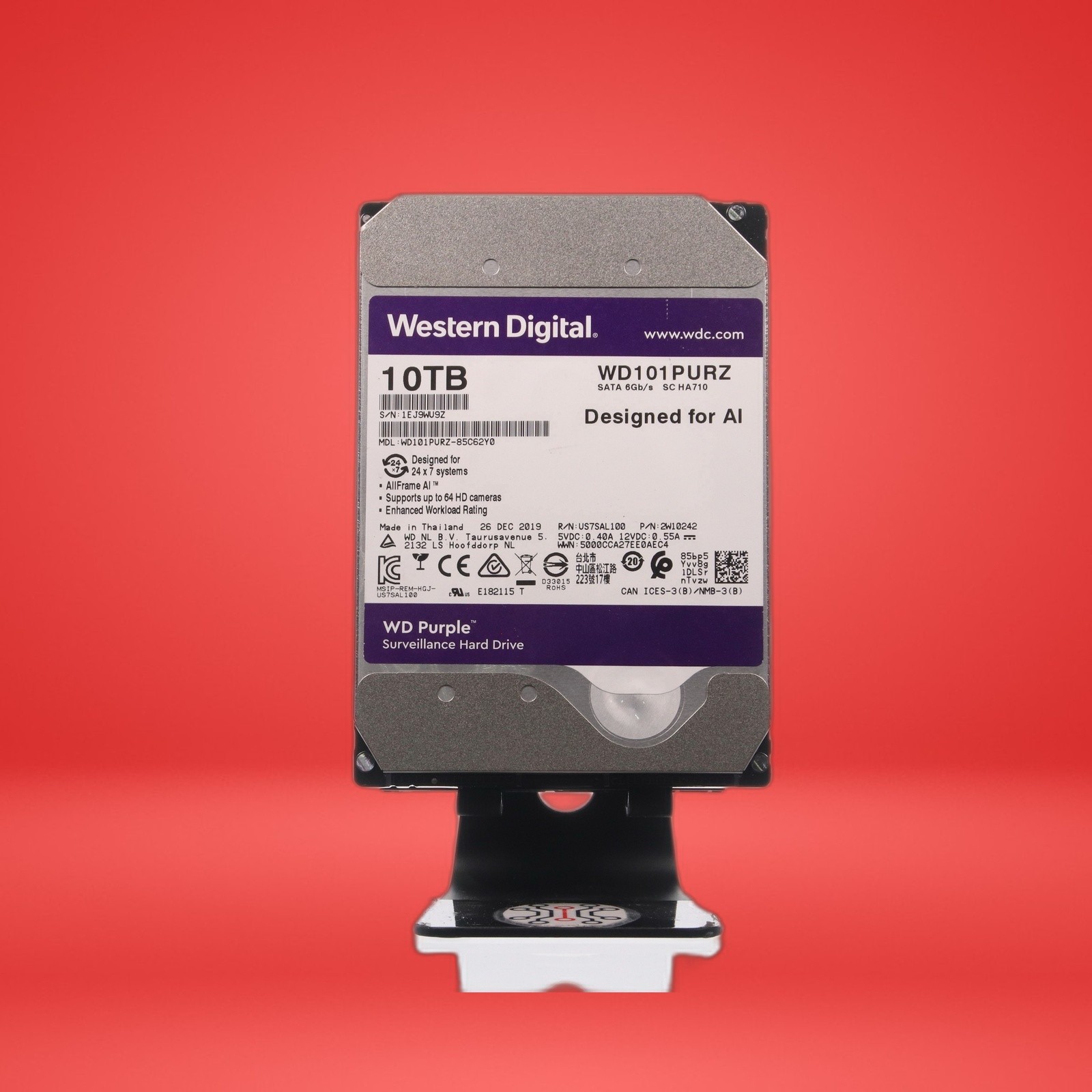 Western Digital WD101PURZ-85C62Y0 10TB 7.2K 6Gb/s 3.5" SATA Surveillance HDD