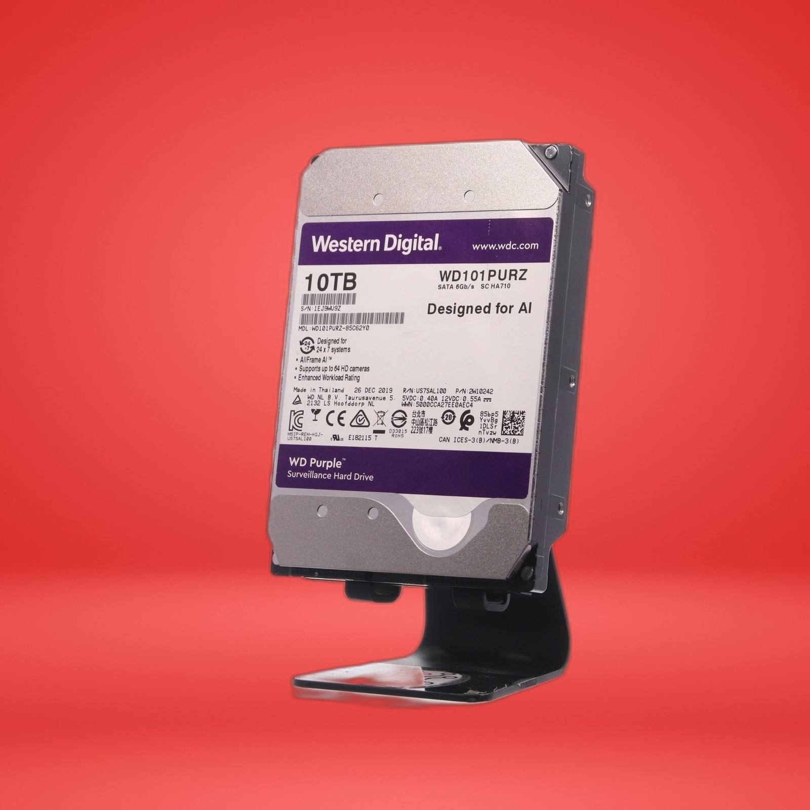 Western Digital WD101PURZ-85C62Y0 10TB 7.2K 6Gb/s 3.5" SATA Surveillance HDD - Image 2