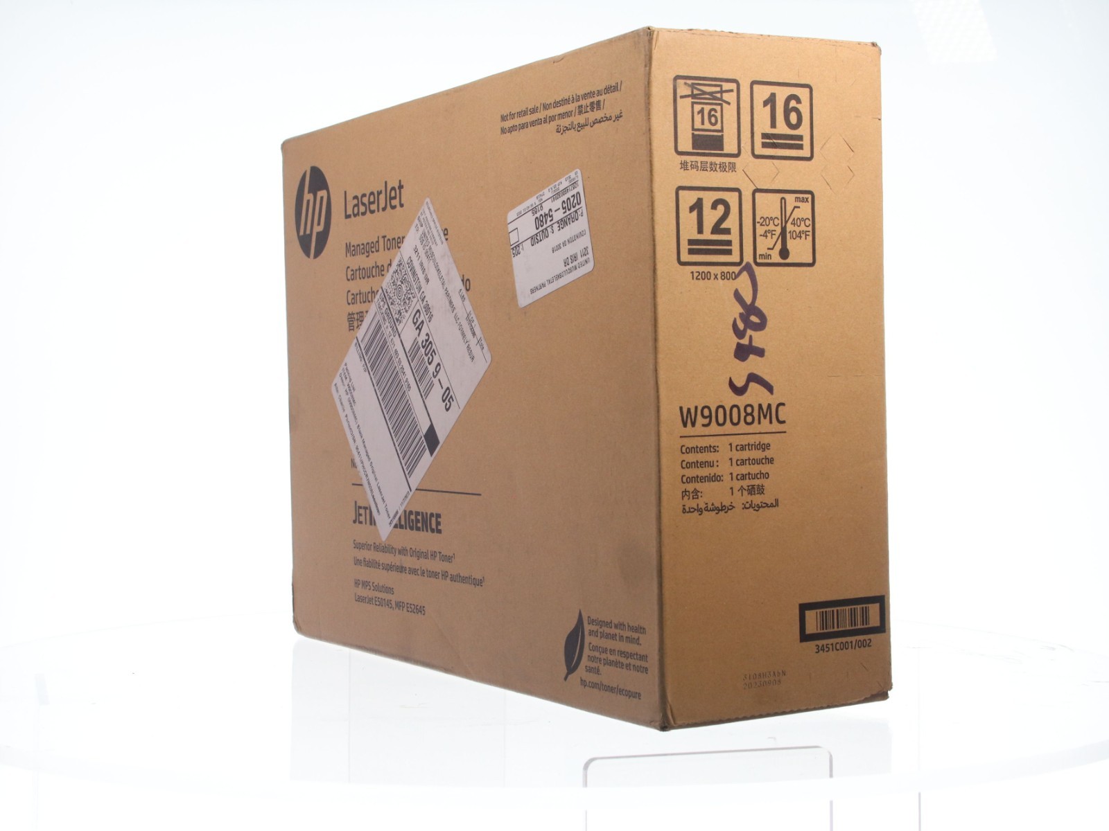 HP W9008MC BLACK LaserJet High Yield Toner Cart E50145 E52645 Sealed NEW - Image 3