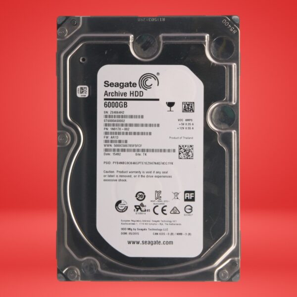 SEAGATE ARCHIVE HDD 6TB ST6000AS0002 PN:1N917X-568 S/N:Z84 FW:AR13 SATA 3.5"