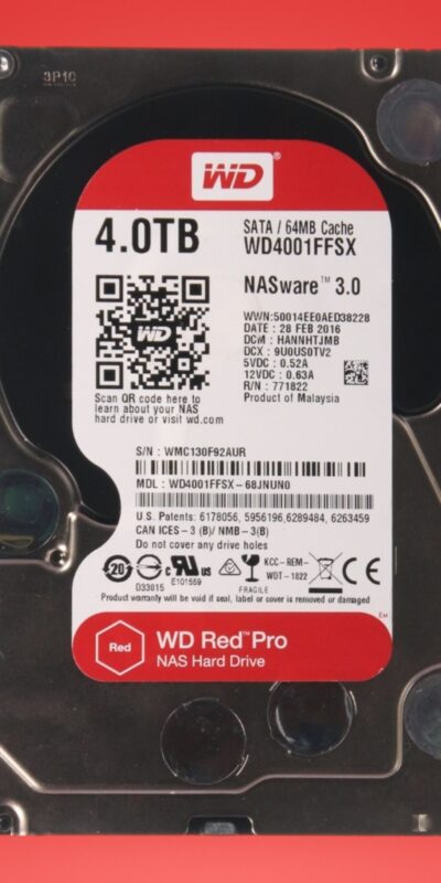 Western Digital WD Red Pro 4TB 3.5 in SATA 64MB HDD WD4001FFSX Internal Drive