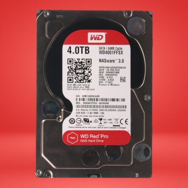 Western Digital WD Red Pro 4TB 3.5 in SATA 64MB HDD WD4001FFSX Internal Drive