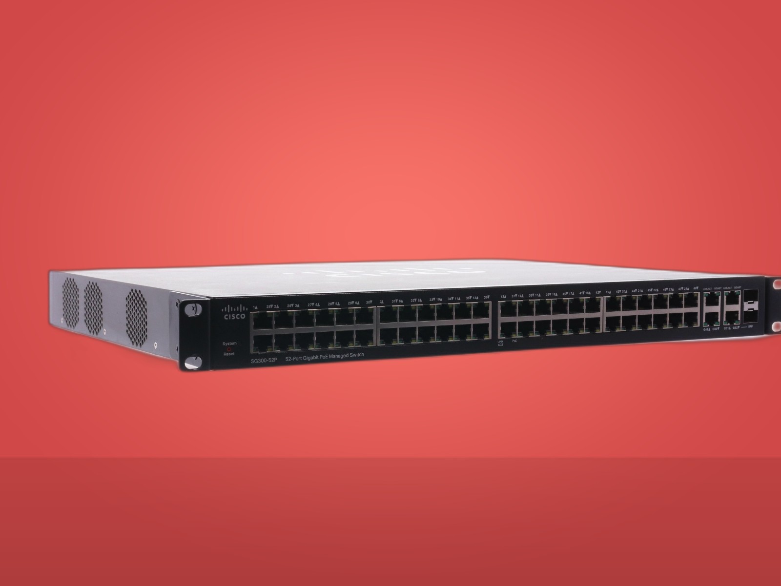 Cisco SG300-52P 52-Port Gigabit 10/100/1000 PoE+ Managed Switch W/ Power Cord - Image 12