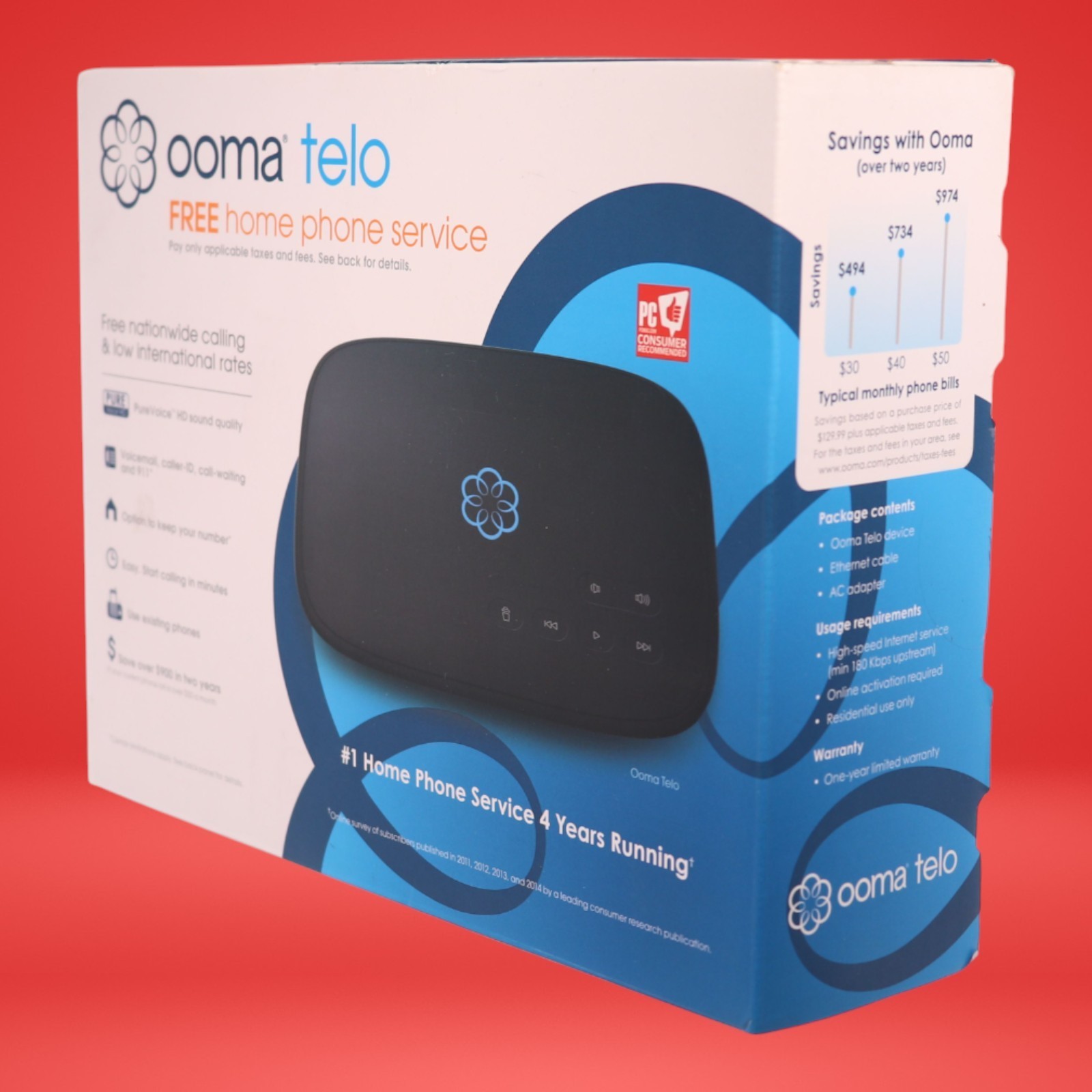 Ooma Telo Smart Home Phone Service VoIP Adapter Black Free US Calls Device - Image 2