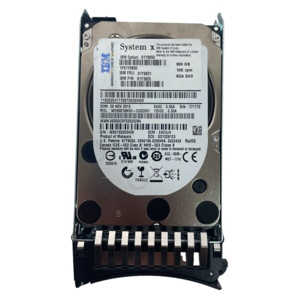 IBM 900GB 10K SAS 2.5in Hot-Swap HDD 6Gbps 81Y9651 81Y9650 81Y3805