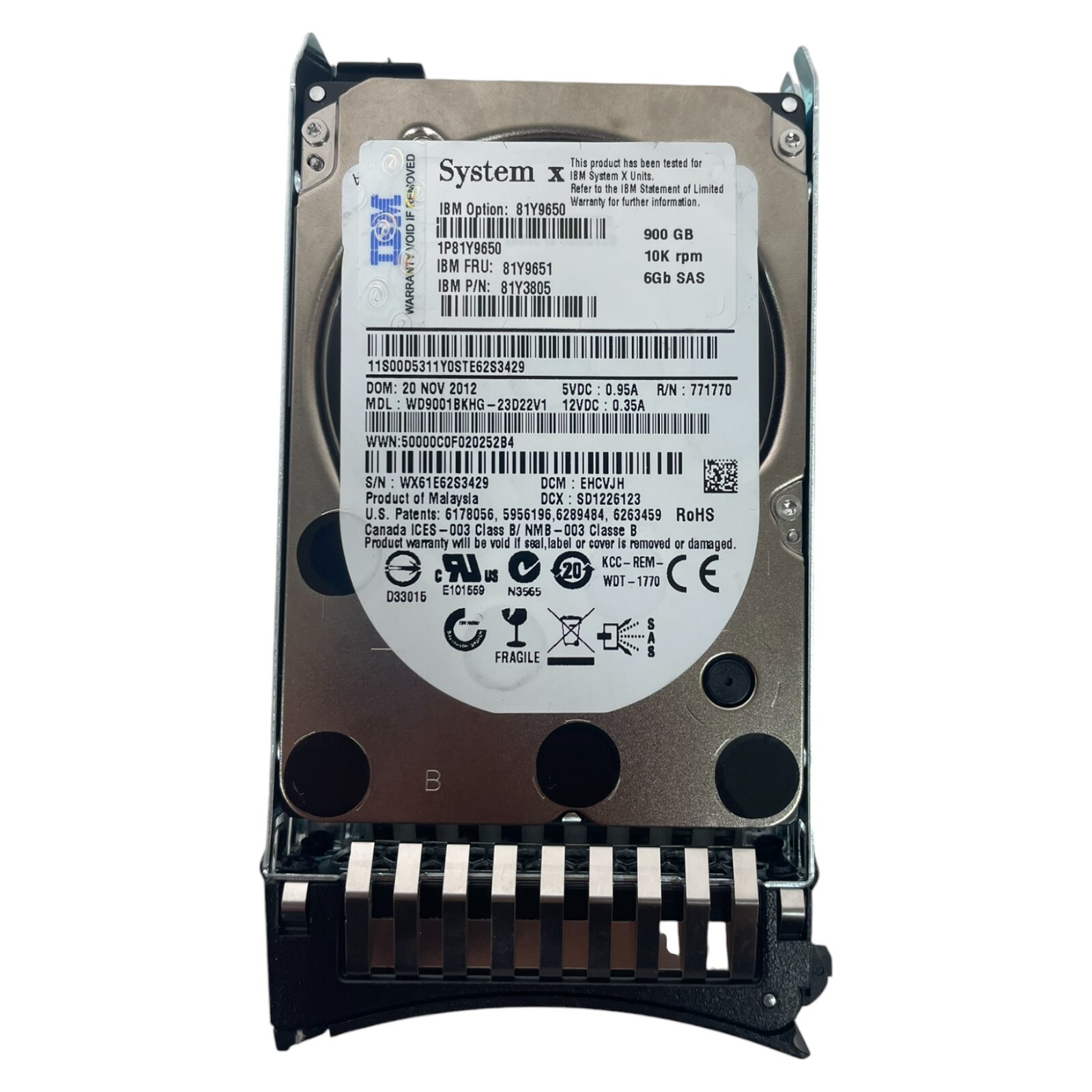 IBM 900GB 10K SAS 2.5in Hot-Swap HDD 6Gbps 81Y9651 81Y9650 81Y3805