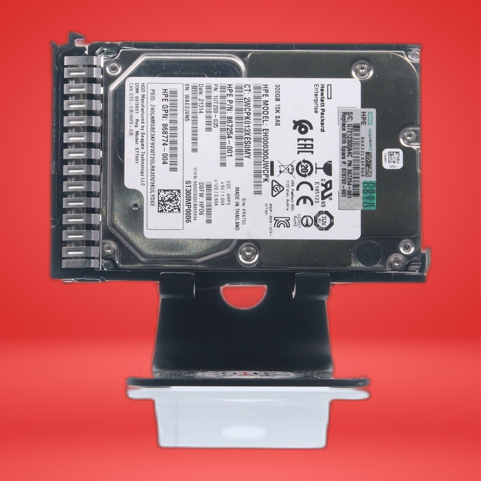 HPE 867254-001 868774-004 EH000300JWCPK 300GB 15K 6G 2.5" SAS HDD W/CADDY
