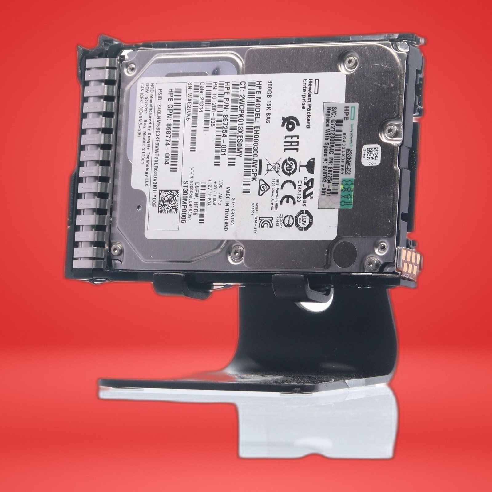 HPE 867254-001 868774-004 EH000300JWCPK 300GB 15K 6G 2.5" SAS HDD W/CADDY - Image 2