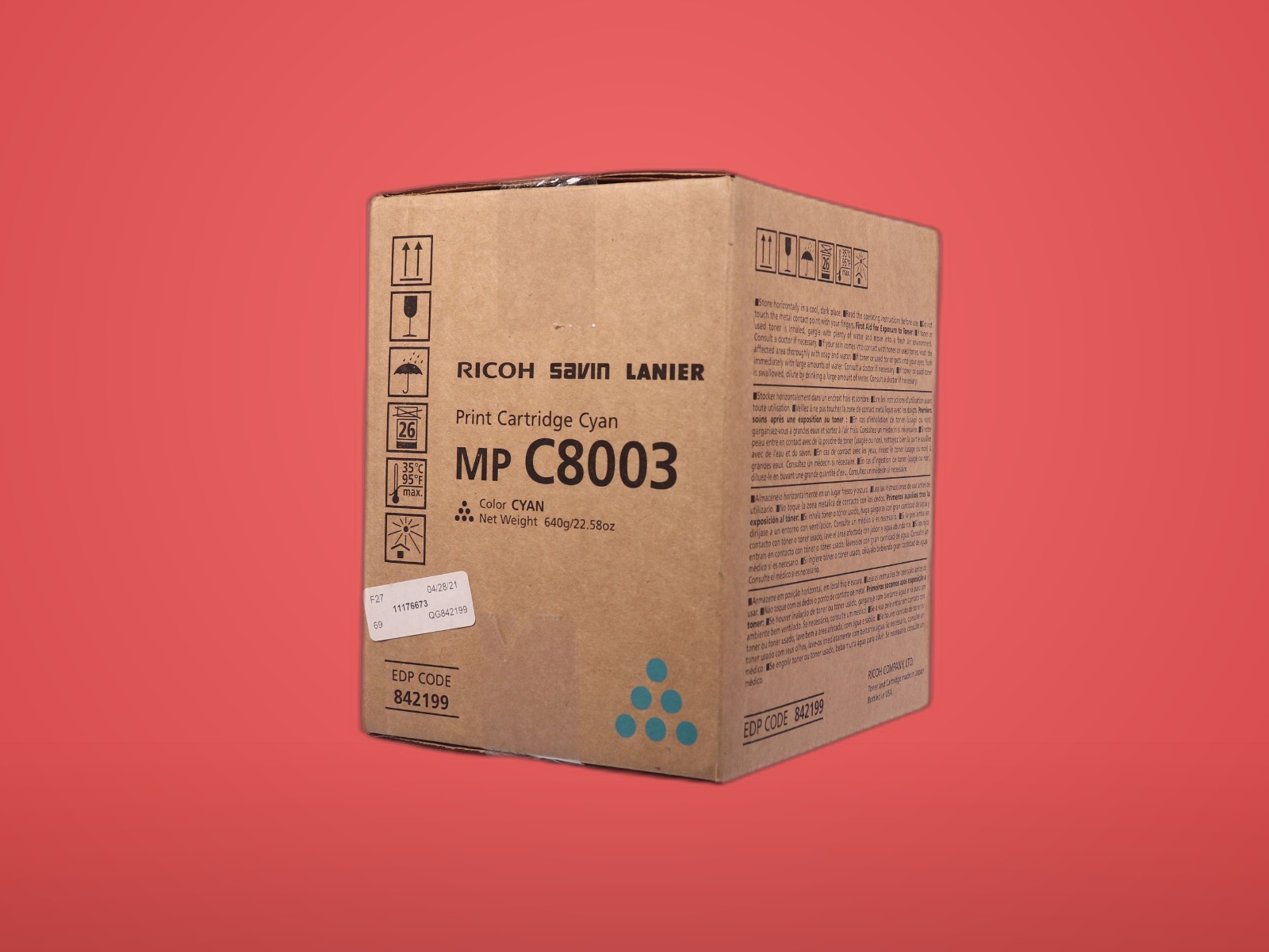 Genuine Ricoh MP C8003 Toner Cartridge 842199 Cyan 47,000 Page OEM Sealed NEW - Image 5
