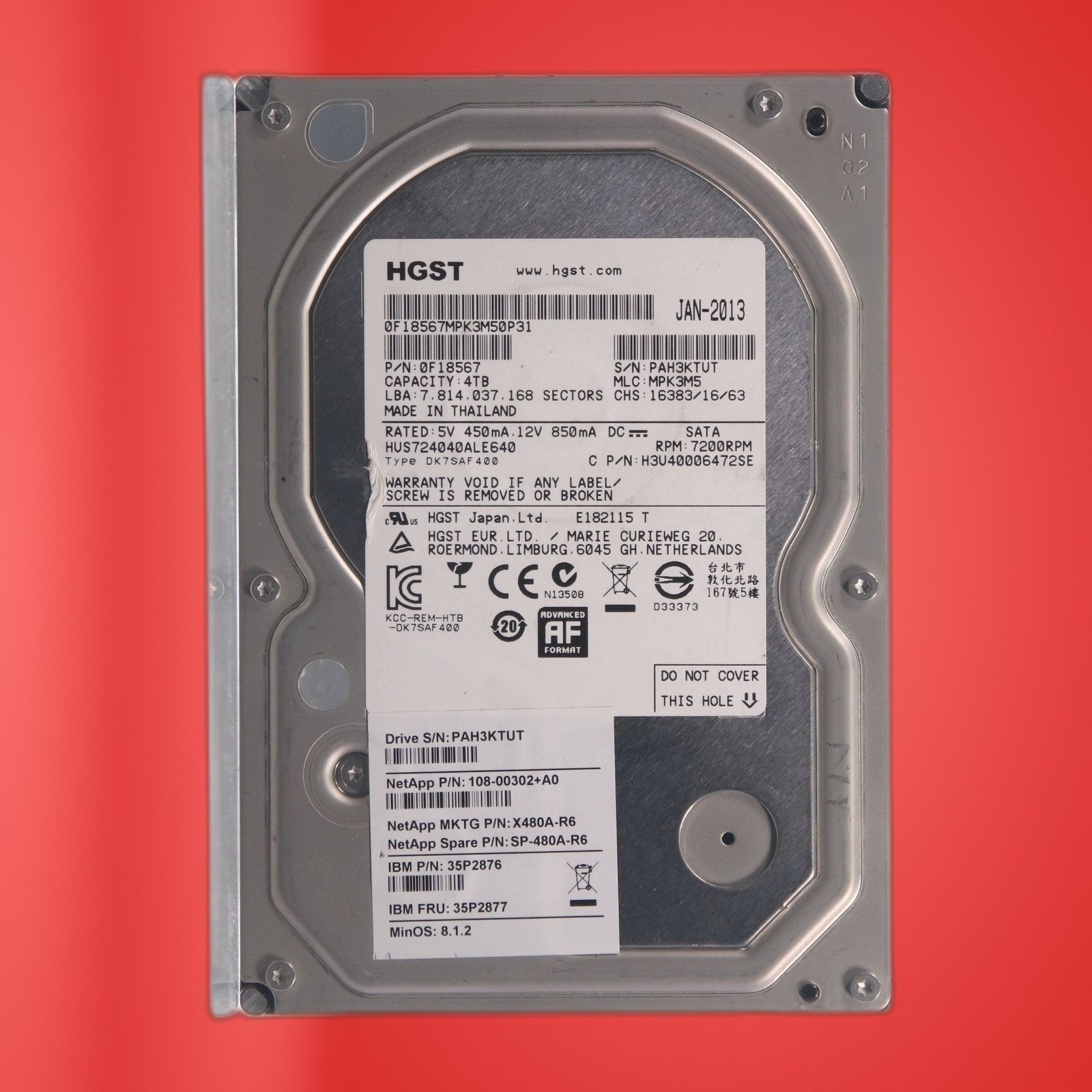 HGST 0F18567 Hitachi 4TB 7.2K 6G/bs SATA 3.5'' Hard Drive HUS724040ALE640