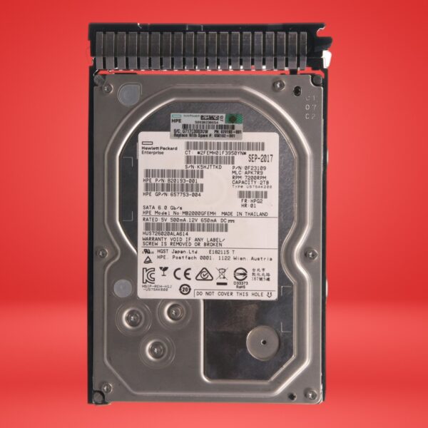 HP 2TB SATA Hard Drive 3.5" 6Gb/s 7.2K RPM With Caddy MB2000GFEMH 658102-00