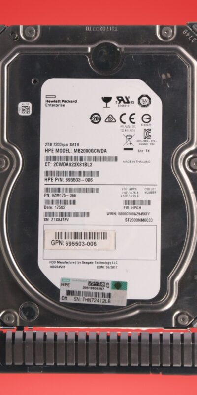 HPE 695503-006 2TB 7.2K 3.5 SATA 6/Gbps 128mb Hard Drive MB2000GCWDA