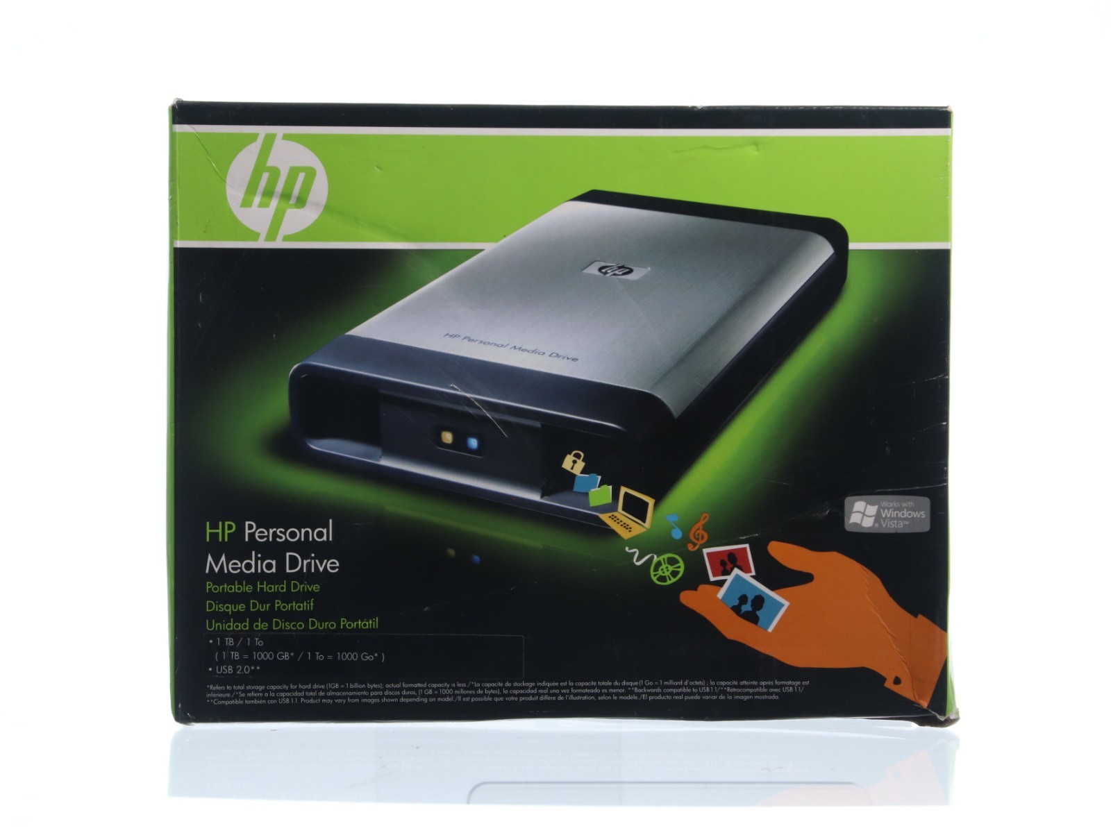 HP Media Drive 1TB Portable External USB drive HD10000X New