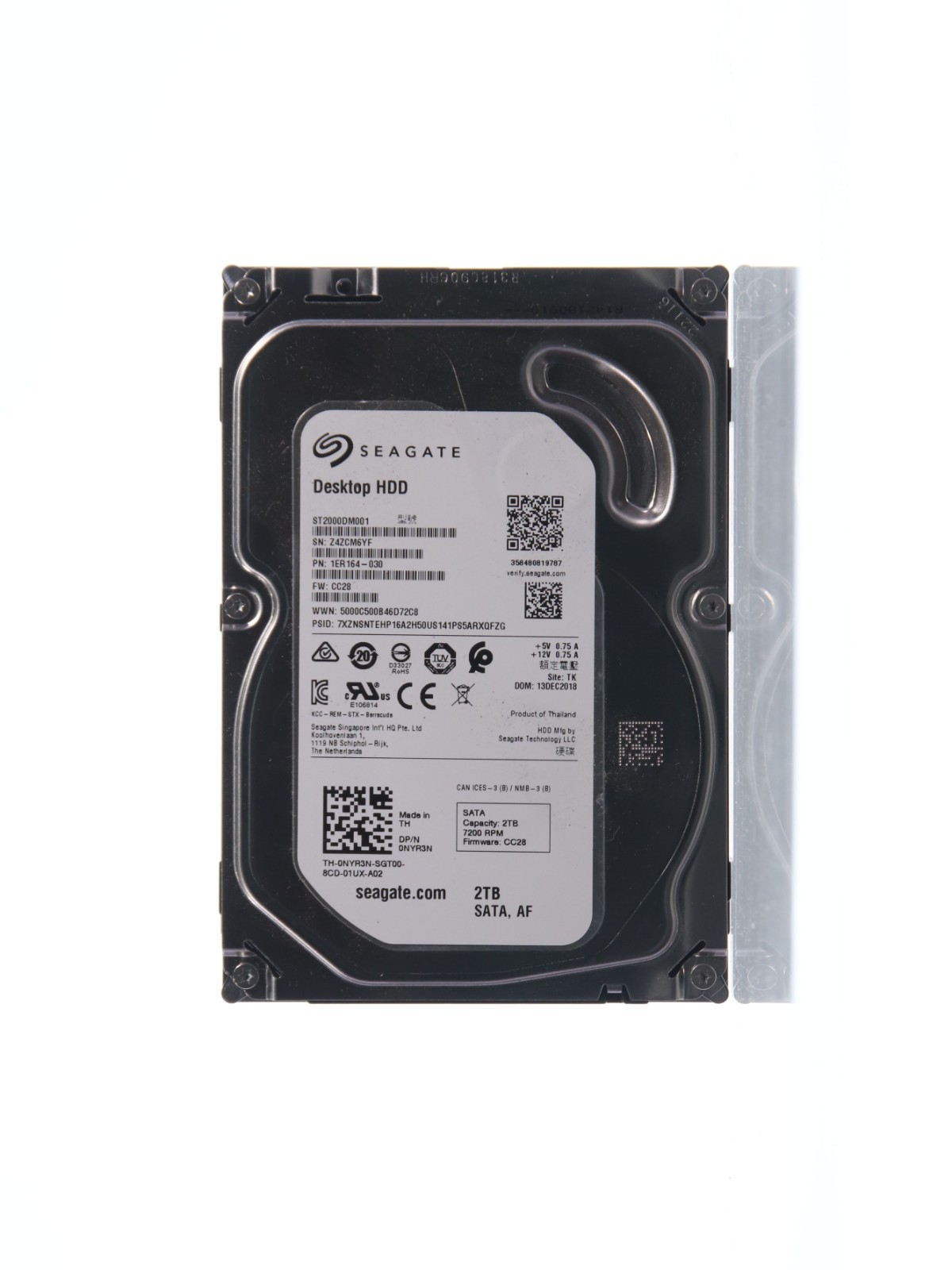 Seagate Barracuda 2TB HDD 3.5" SATA PC Hard Drive ST2000DM001 7200RPM Dell NYR3N