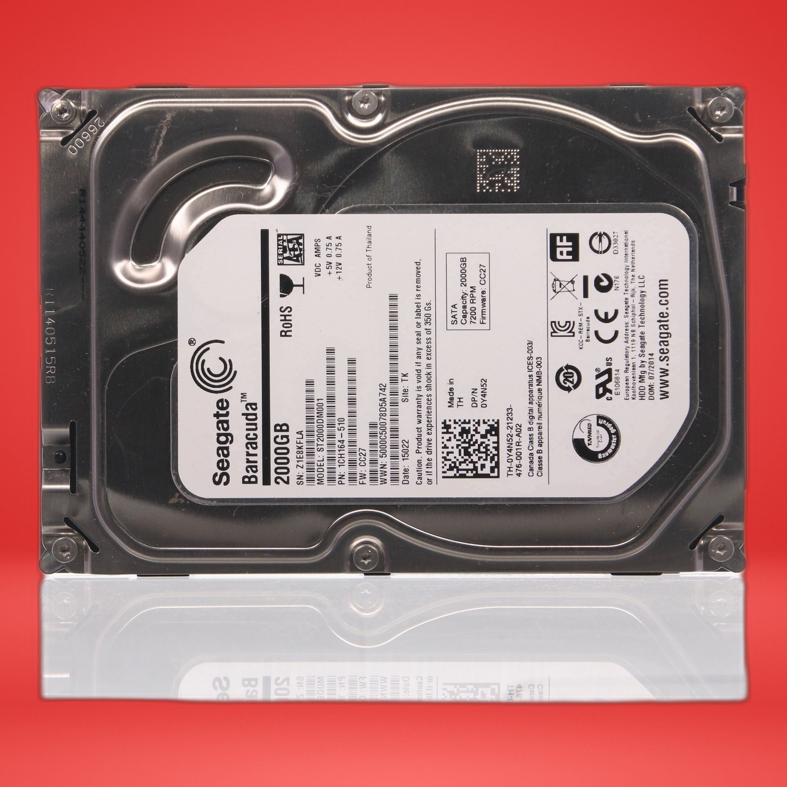 SEAGATE ST2000DM001 1CH164-510 0Y4N52 2TB 7.2K RPM 64MBCACHE 6Gb/s SATA 3.5" HDD