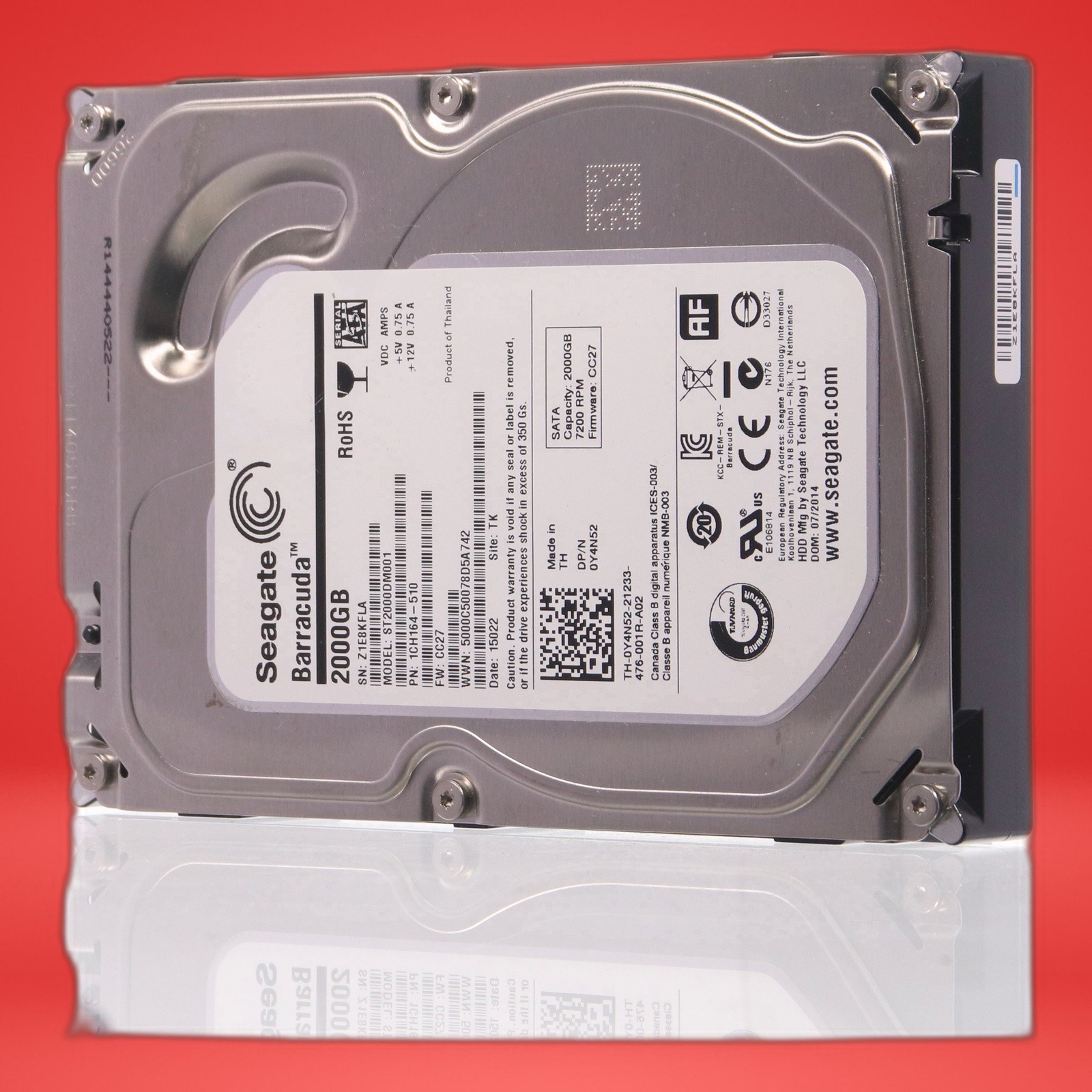 SEAGATE ST2000DM001 1CH164-510 0Y4N52 2TB 7.2K RPM 64MBCACHE 6Gb/s SATA 3.5" HDD - Image 2
