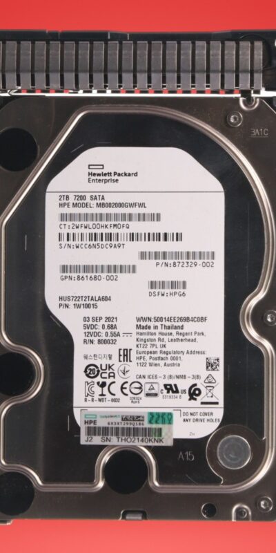HPE 872329-002 861680-002 MB002000GWFWL 2TB 7.2K 6Gbs SATA Hard Drive w/Caddy