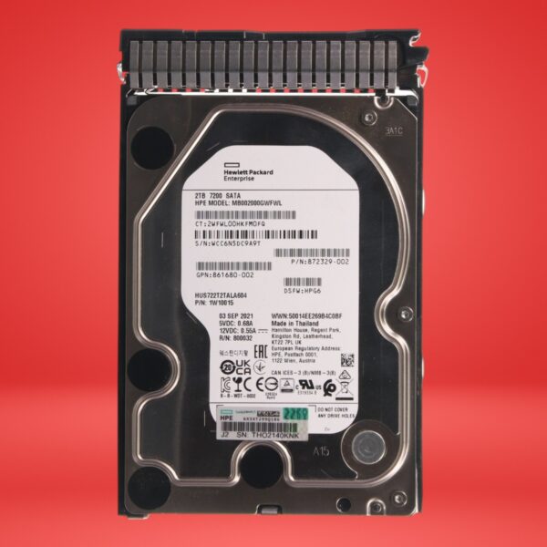 HPE 872329-002 861680-002 MB002000GWFWL 2TB 7.2K 6Gbs SATA Hard Drive w/Caddy