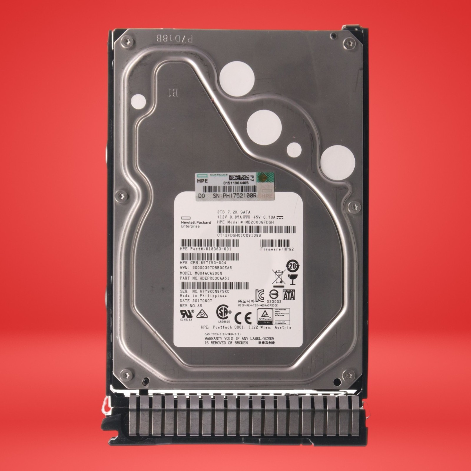 HPE 818363-001 MB2000GFDSH MG04ACA200N 2TB 7.2K 3.5" SATA HDD