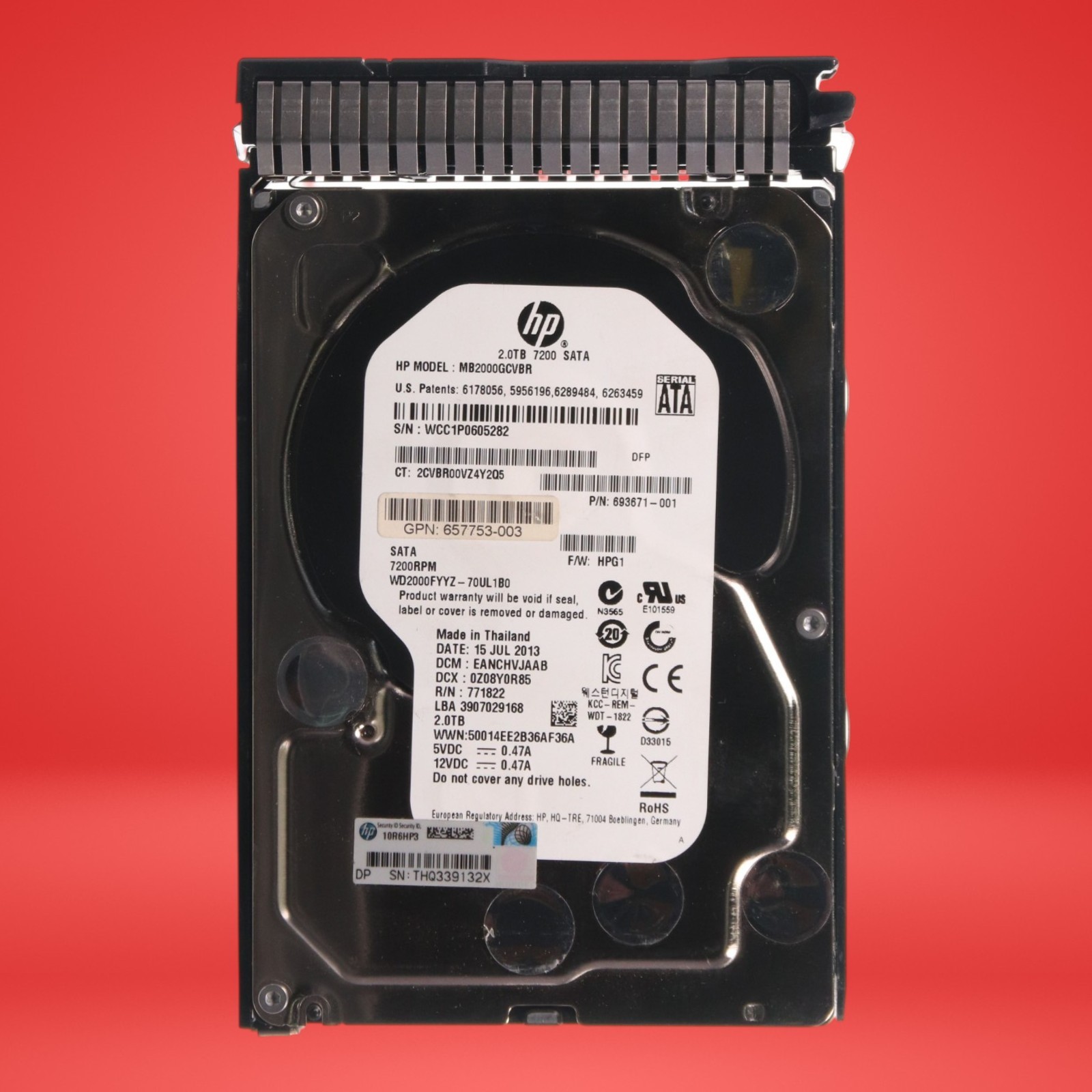 HP 2TB MB2000GCVBR 3.5" SATA Internal Hard Drive WD2000FYYZ GRADE A