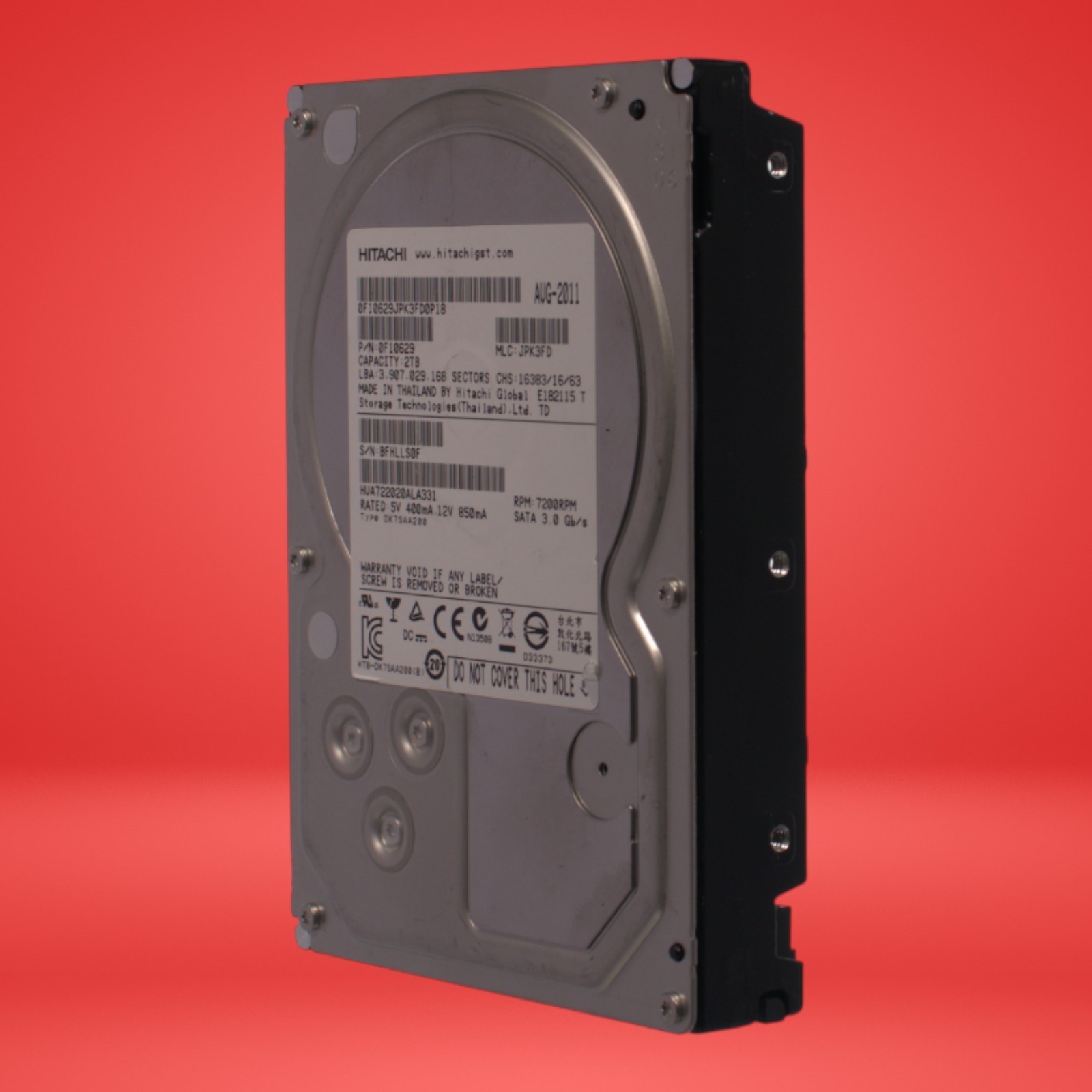 HUA722020ALA331, PN 0F10629, MLC JPK3FD, Hitachi 2TB SATA 3.5 HARD DRIVE HDD - Image 2