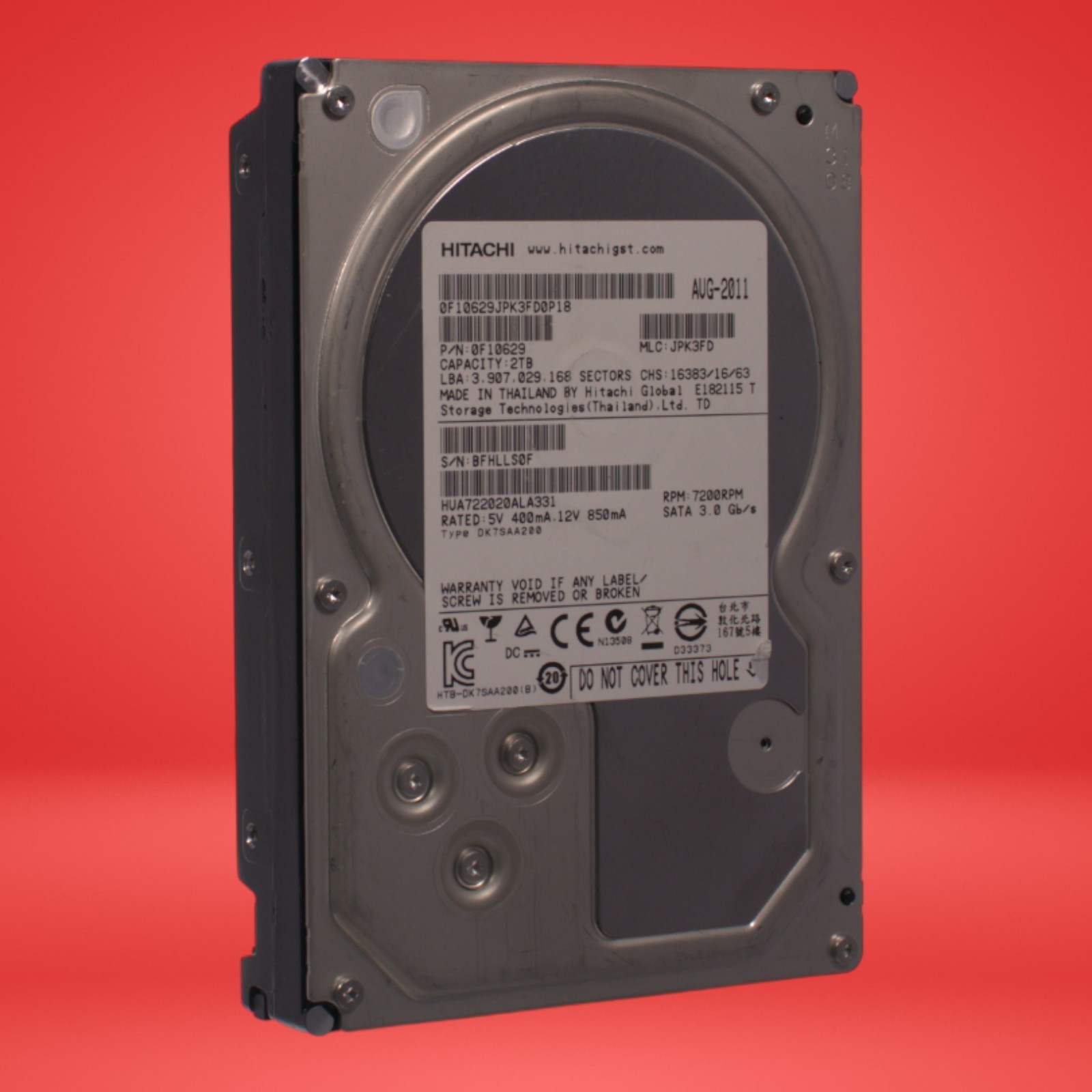 HUA722020ALA331, PN 0F10629, MLC JPK3FD, Hitachi 2TB SATA 3.5 HARD DRIVE HDD - Image 8