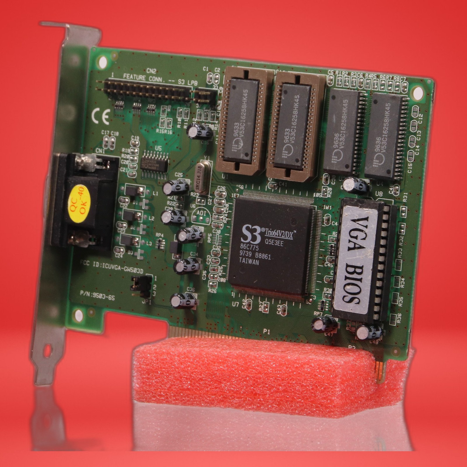 S3 Trio64V2/DX A-VGA64V2-2M-1 1MB 0198613 Q5E3EE PCI VGA Card - Image 2