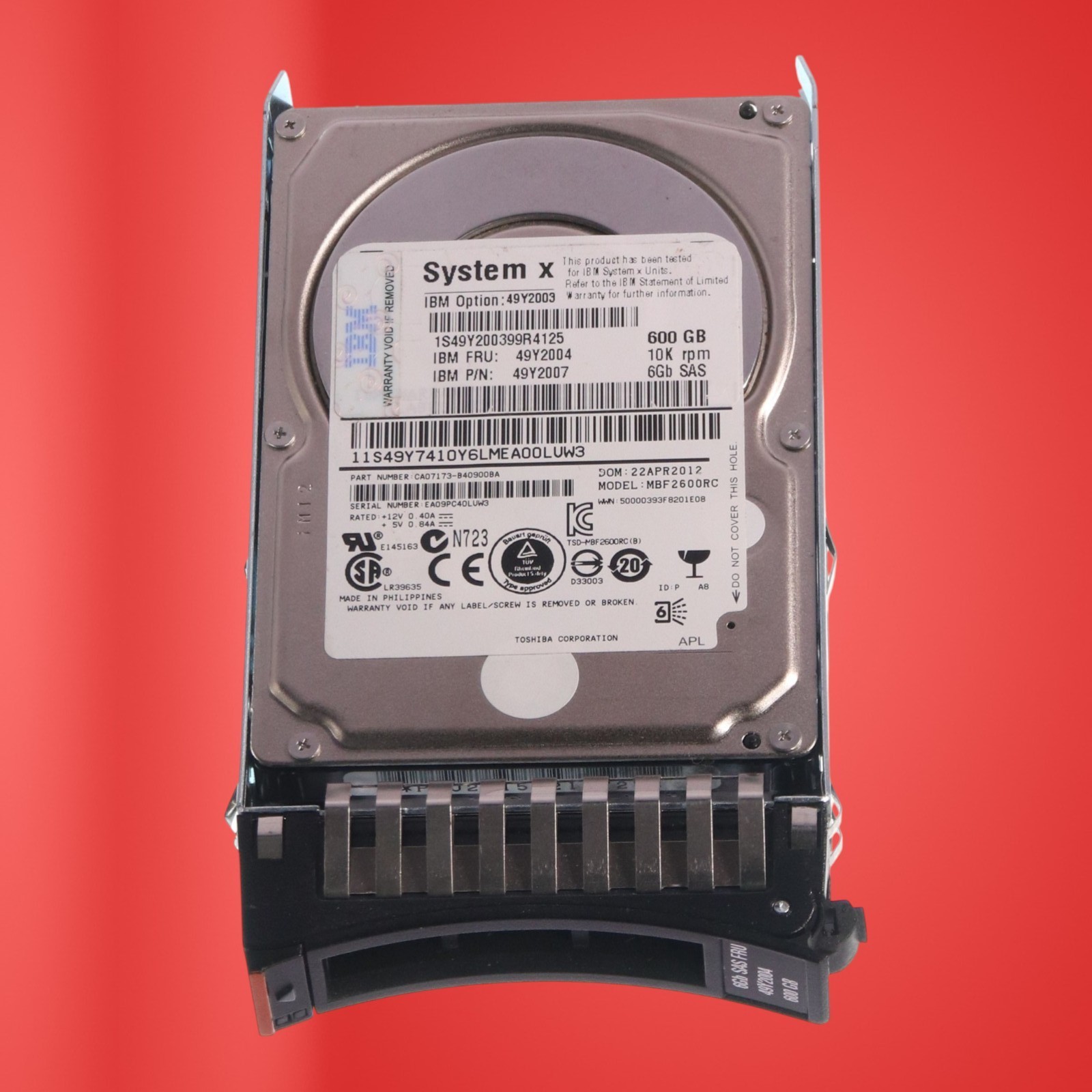 IBM MBF2600RC 49Y2003 49Y2004 600GB 6G 10K HOT SWAP SFF 2.5'' SAS HDD HARD DRIVE - Image 2