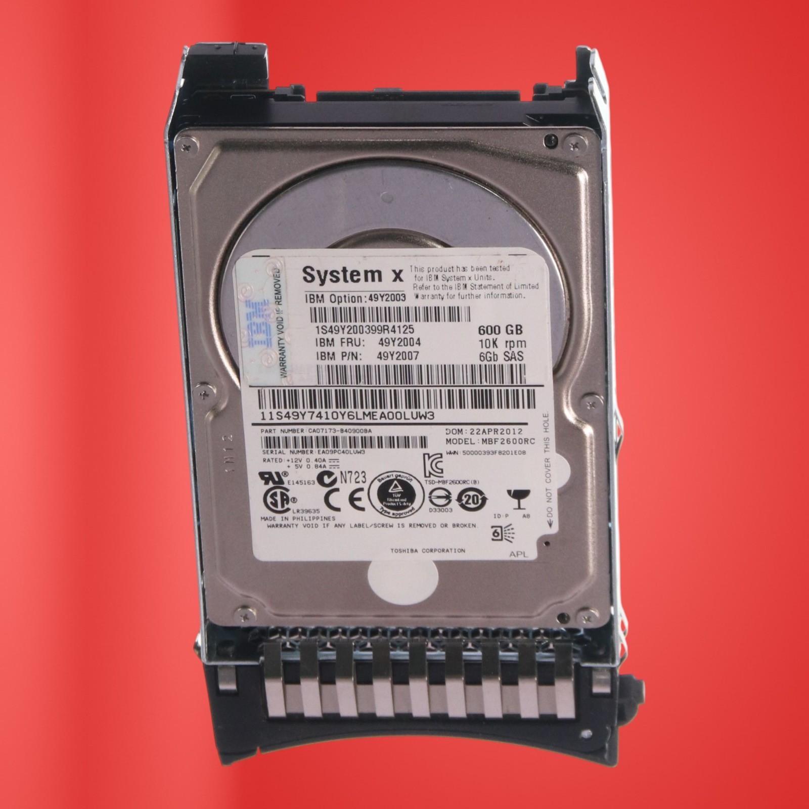 IBM MBF2600RC 49Y2003 49Y2004 600GB 6G 10K HOT SWAP SFF 2.5'' SAS HDD HARD DRIVE - Image 5