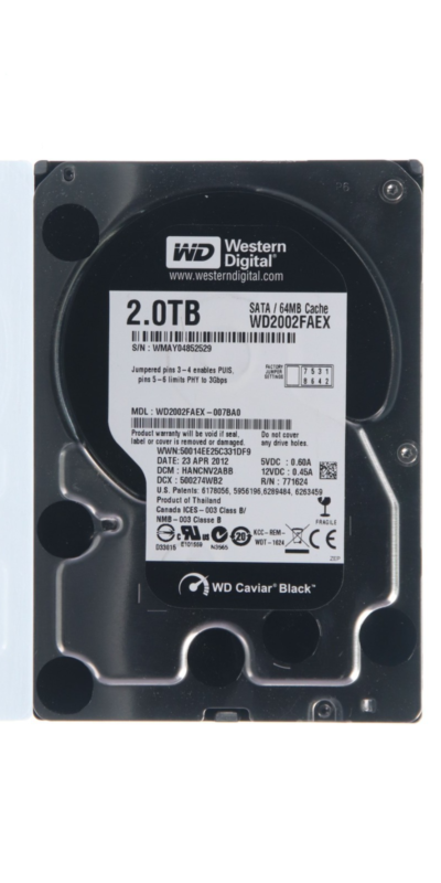 Western Digital WD2002FAEX-007BA0 2TB 3.5" SATA Black Hard Disk Drive