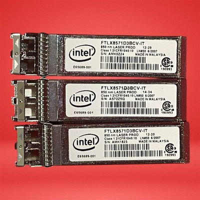 Lot of 3 INTEL 10G SFP+ SR SFP FTLX8571D3BCV-IT For X520-DA2 X520-SR2 X710-DA2