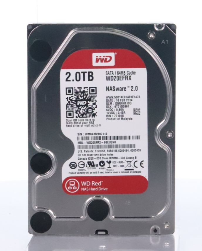 WD Red NAS Hard Drive 2TB @5.4K RPM 3.5" SATAIII 64MB Cache NASware 2.0 WD20EFRX