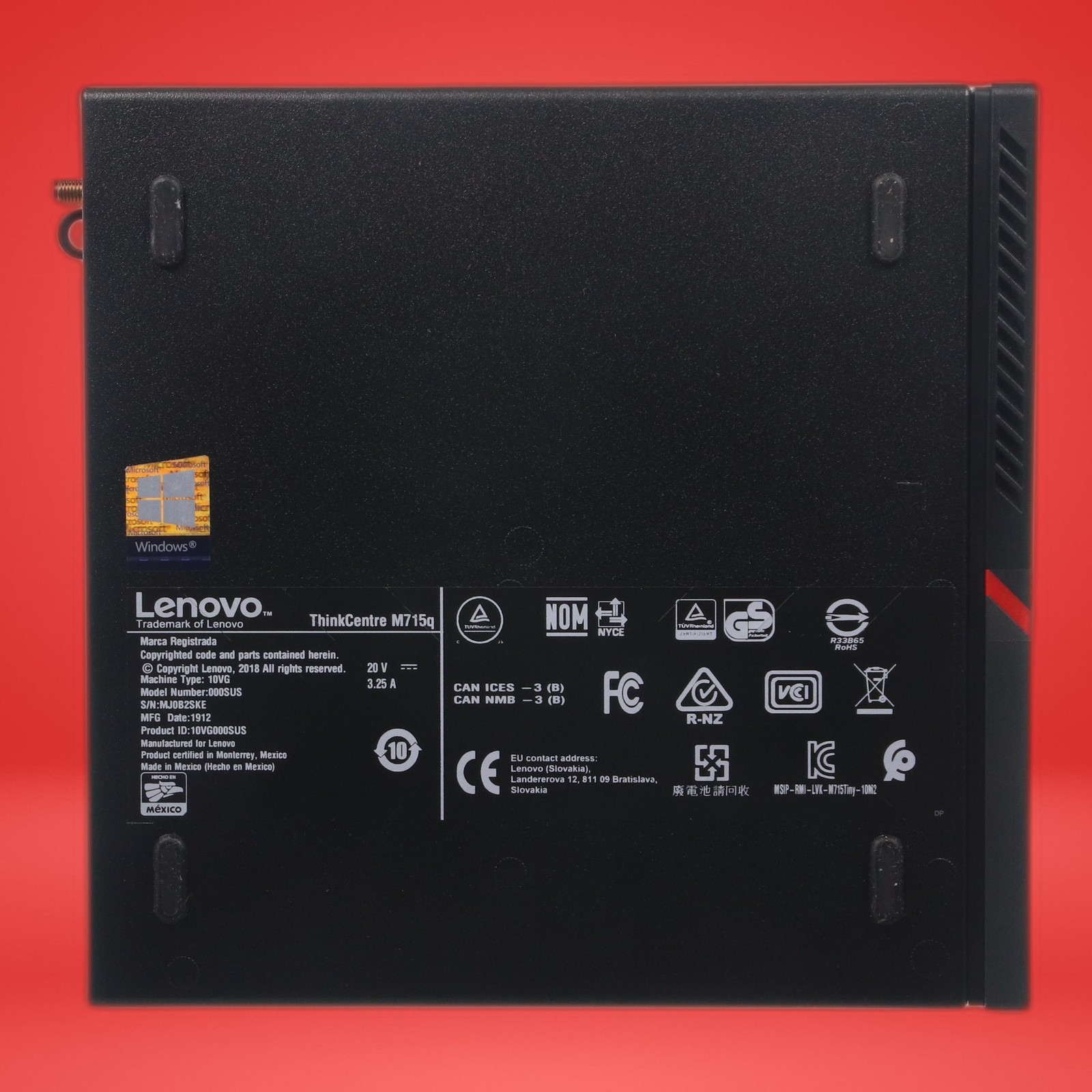 LENOVO ThinkCentre M715q Ryzen 5 PRO 2400GE 16GB RAM 256NVME W/AC Adapter - Image 9