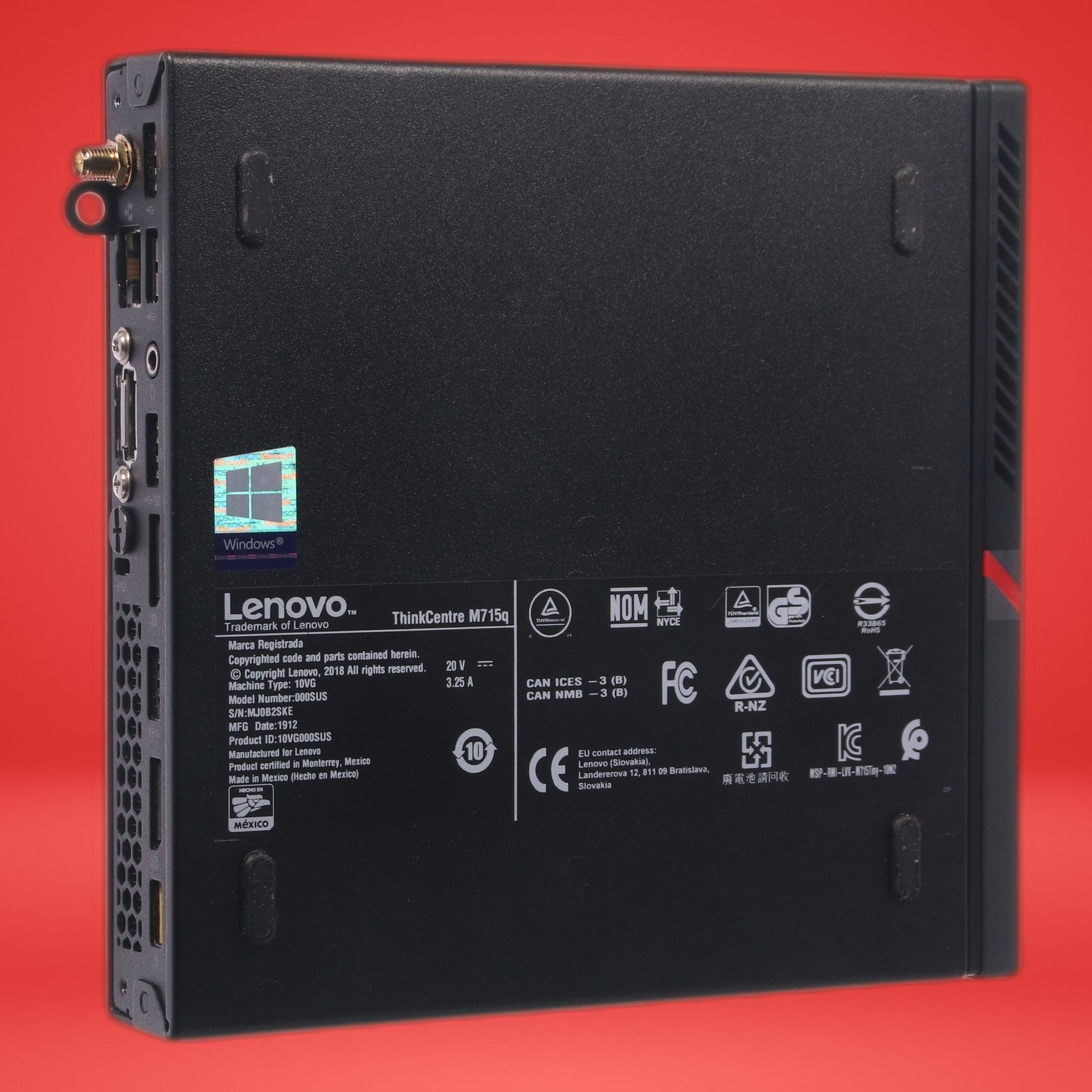 LENOVO ThinkCentre M715q Ryzen 5 PRO 2400GE 16GB RAM 256NVME W/AC Adapter - Image 12