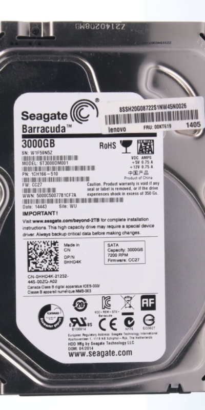 Dell Seagate ST3000DM001 0HHD4K Barracuda 3TB 3.5" SATA 7.2k RPM HD