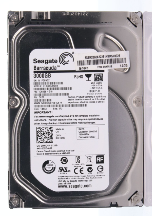 Dell Seagate ST3000DM001 0HHD4K Barracuda 3TB 3.5" SATA 7.2k RPM HD