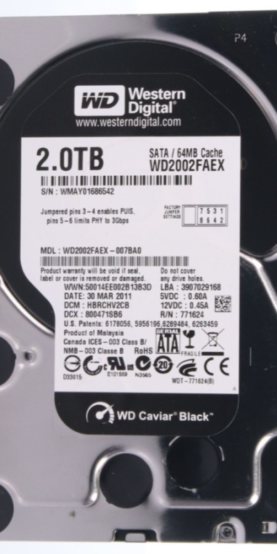 Western Digital WD2002FAEX-007BA0 2TB 3.5" SATA Black Hard Disk Drive