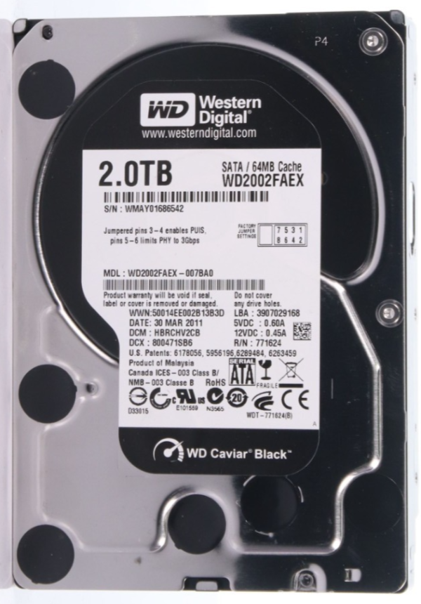 Western Digital WD2002FAEX-007BA0 2TB 3.5" SATA Black Hard Disk Drive