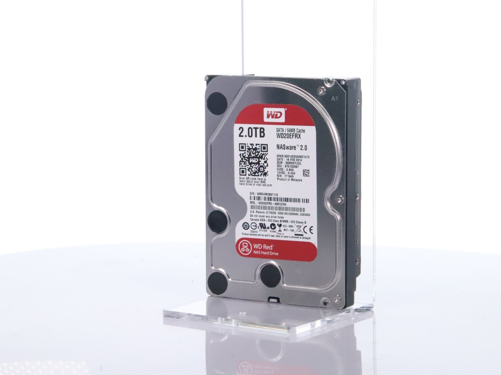 WD Red NAS Hard Drive 2TB @5.4K RPM 3.5" SATAIII 64MB Cache NASware 2.0 WD20EFRX - Image 2