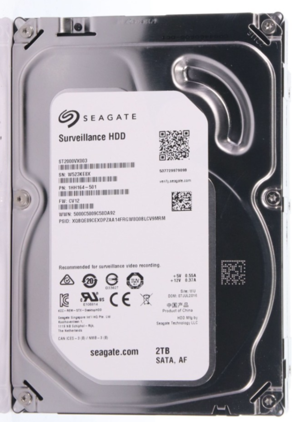 Seagate Surveillance 2TB 7200RPM 3.5 Inch Hard Disk Drive ST2000VX003 1HH164-501