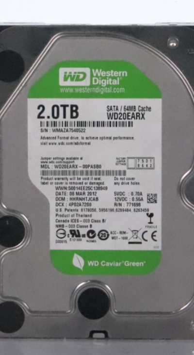 Western Digital WD Caviar Green 2TB SATA 64MB Cache 3.5" Internal HDD WD20EARX