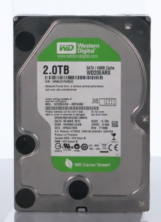 Western Digital WD Caviar Green 2TB SATA 64MB Cache 3.5" Internal HDD WD20EARX