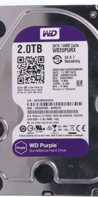 Western Digital Purple 2TB WD20PURX-64P6ZY0 3.5" 5400 RPM SATA 6Gb/s Hard Drive